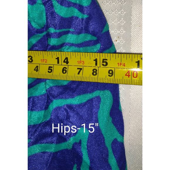 Vintage Esther Williams Swimsuit Sz 16 One Piece Romper Shorts Teal & Blue USA - Picture 15 of 16